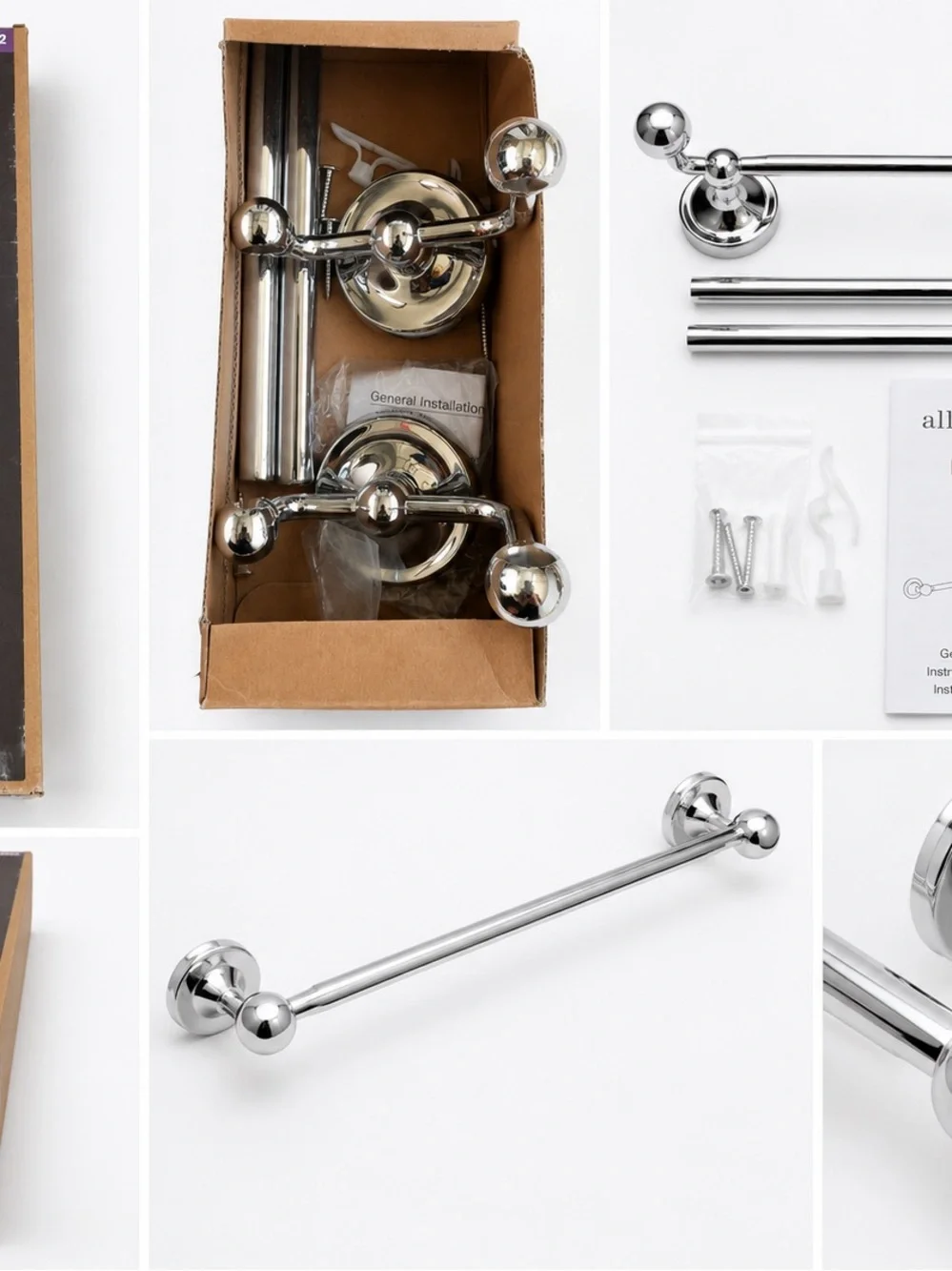 Allen + Roth Designer II 24-in Chrome Wall-Mount Single Towel Bar